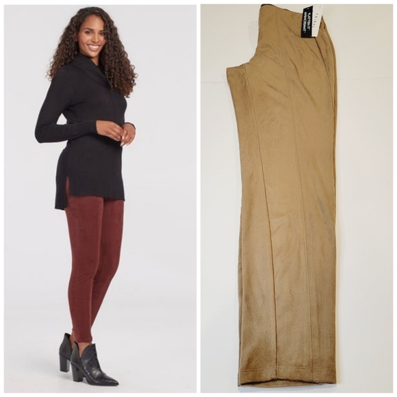 Tribal FLATTEN IT FAUX SUEDE LEGGINGS In Camel Size Small NWT! - Picture 1 of 14